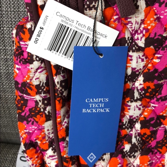 Vera Bradley campus backpack and lunch brunch bag set Houndstooth Tweed - Picture 6 of 13